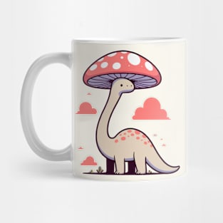 Kawaii simple Mushroom Hat Dinosaur Brontosaurus Mug